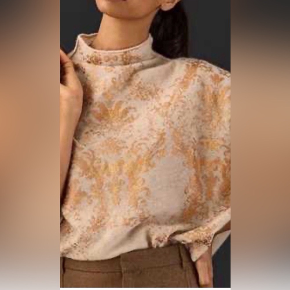 3X plus Anthropologie pilcro Alani cashmere boxy sweater metallic gold foil